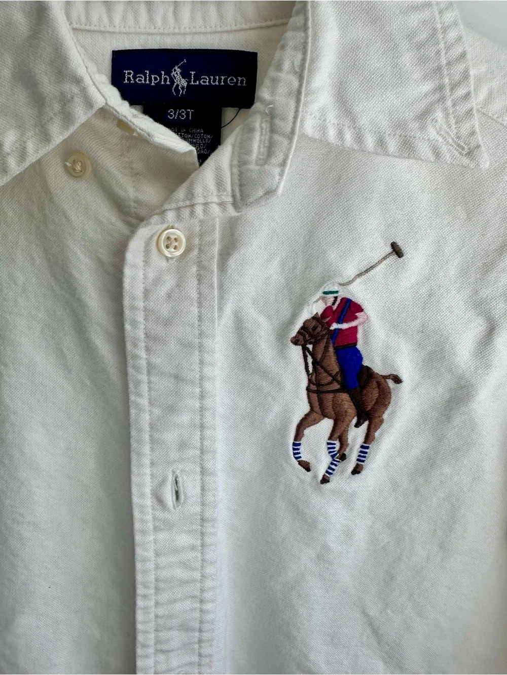 Ralph Lauren OffWhite Button-Down Oxford Shirt with Embroidered Polo Pony